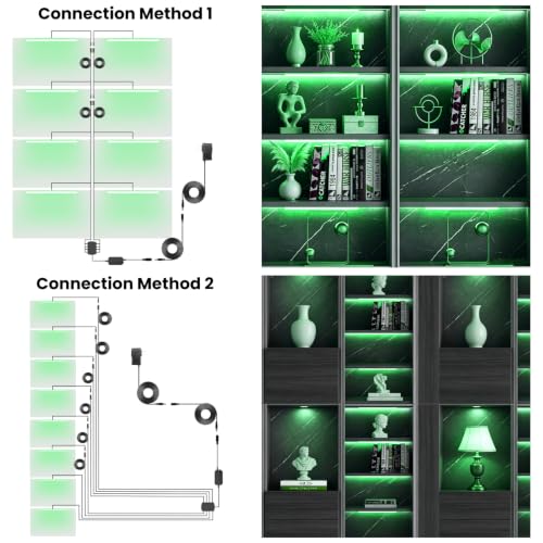 Lumtide 8Pcs 12.5In Black RGB LED Shelf Lights Smart WiFi Dimmable for Bookcase, Display, Cabinet, Under Shelf, Voice Control