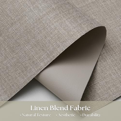 TWODRAPES Burlywood Birch 58W x 72H Cordless Blackout Linen Roller Shades
