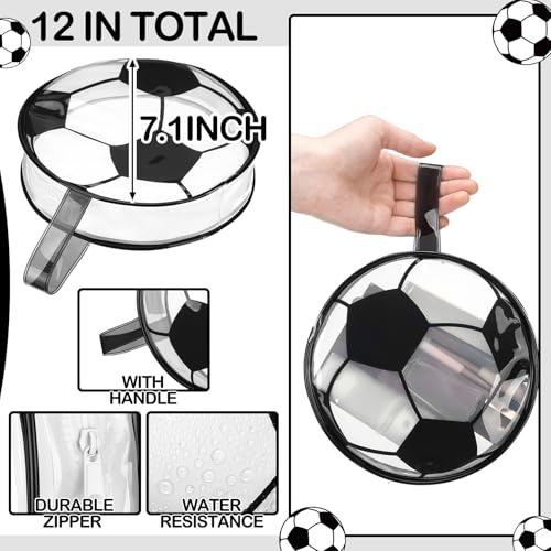 Soccer Makeup Bags - 12 Waterproof PVC Cosmetic Pouches, Vibrant Design