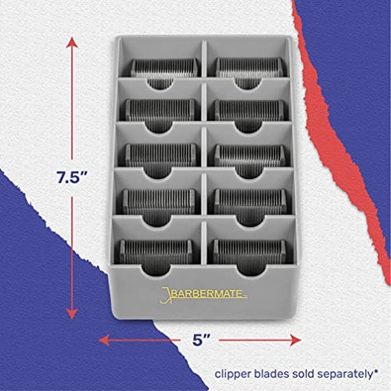 BarberMate¢ç Blade Rack Storage Tray - Holds 10 Clipper Blades (Gray)