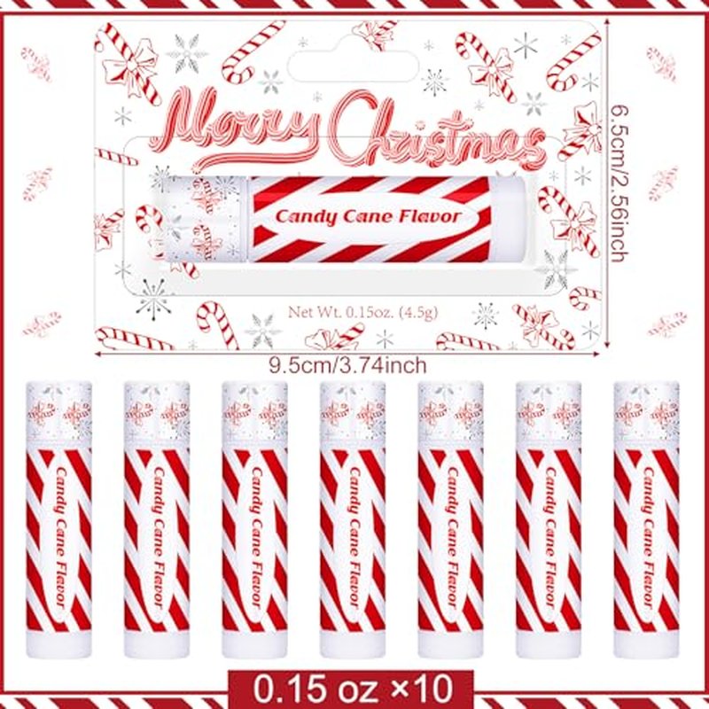50 Pack Christmas Lip Balms Bulk Peppermint Candy Flavor Lip Balm Winter Holiday Flavor Christmas Party Gifts Stocking Stuffers Bulk for Women Employee Staff Coworkers