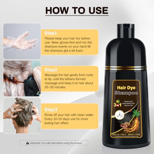 Chestnut Brown Hair Dye Shampoo for Gray Coverage - Easy Application