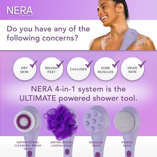 Spa Sciences NERA 4-in-1 Sonic Shower & Body Cleansing System – Lavender
