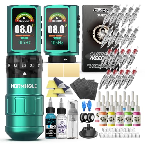 Wireless Tattoo Machine Kit with 2 2300mAh Batteries - 2PCS, Adjustable Modes, Fast Charging, Portable Cordless Design - Variation of THIS listing