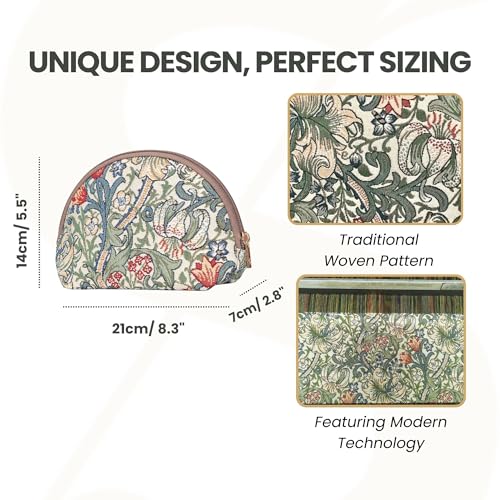 Travel Makeup & Toiletry Bag - William Morris Golden Lily Pattern - Compact Size