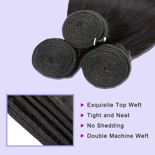 18-22 Inch Body Wave Human Hair Extensions - 3 Bundles, Natural Black