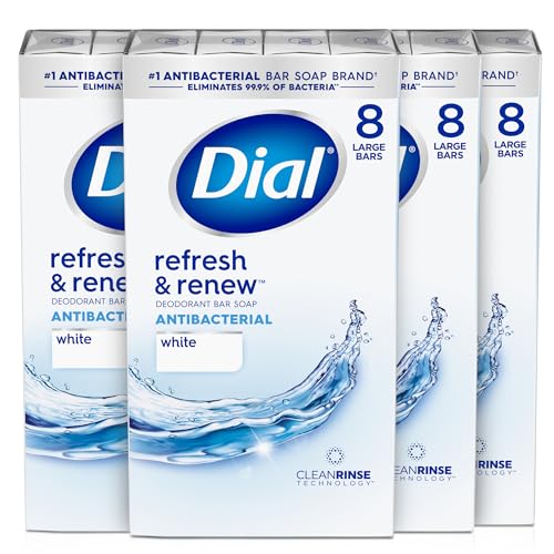 Dial Antibacterial Bar Soap Refresh & Renew White 4 oz Pack of 32