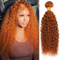 Orange 350 Ginger Curly Human Hair Bundles - 18 Inch Brazilian Unprocessed Kinky Wave