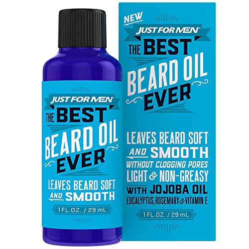 Just for Men Beard Oil with Vitamin E & Natural Oils — 1 Fl Oz - Supports Growth, Softens & Smoothes, Non-Greasy