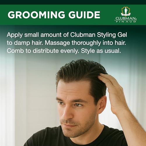 Clubman Pinaud Hair Styling Gel - Regular Hold & High Shine Hair Gel for Men, Alcohol-Free Formula, Men's Grooming, 16 oz