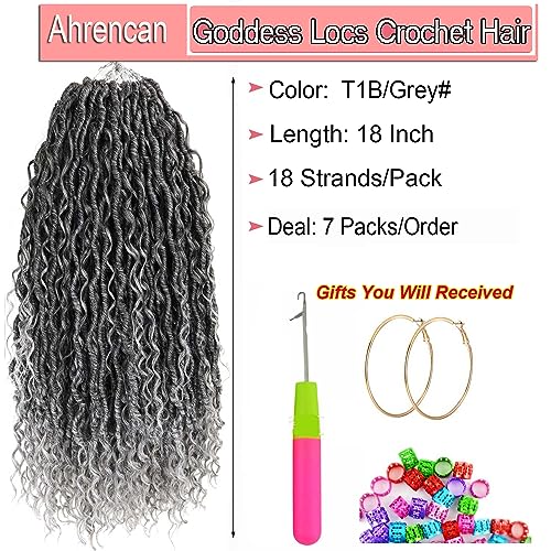 18 Inch Crochet Faux Locs Hair for Black Women - 7 Pack T1B/Gray