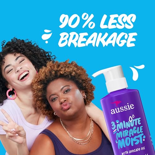 Aussie 3 Minute Miracle Moist Deep Conditioner Unscented - Avocado & Jojoba Oil, 16 fl oz each, Pack of 3