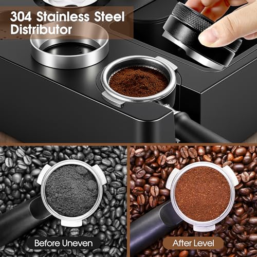 54mm Espresso Accessories Kit with Tamping Station & Knock Box - Fits Breville Bambino & More