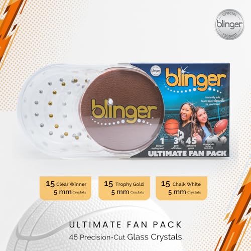 Blinger Ultimate Fan Starter Set - Sparkle Hair Crystals & Tool for Game Day