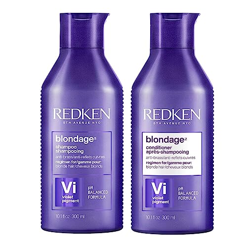 Redken Blondage Purple Shampoo & Conditioner Set – Brighter Blonde, 10.1 Fl Oz Pack of 2
