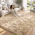 Zomfy 8' x 10' Camel Fluffy Shag Rug - Washable Soft Plush Indoor Carpet for Living Room & Kids' Room