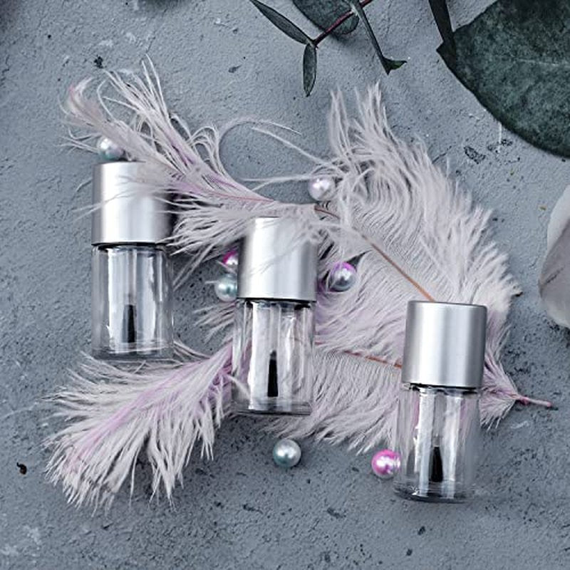 20PCS Empty Nail Polish Bottles with Brush, Empty Refillable DIY Glass Nail Polish Bottles with Funnel & Mixing Balls 15ML, Silver