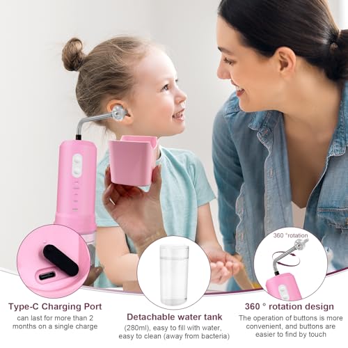 Pink Electric Ear Wax Removal Kit with 4 Pressure Modes & Reusable Tips