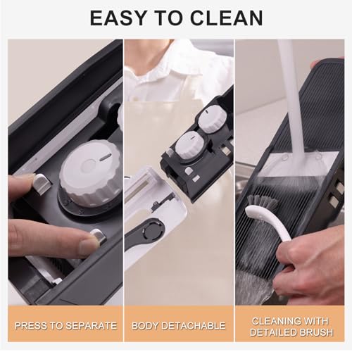 ONCE FOR ALL Safe Mandoline Slicer Pro 4th Gen Black with Large Container & Airtight Lid