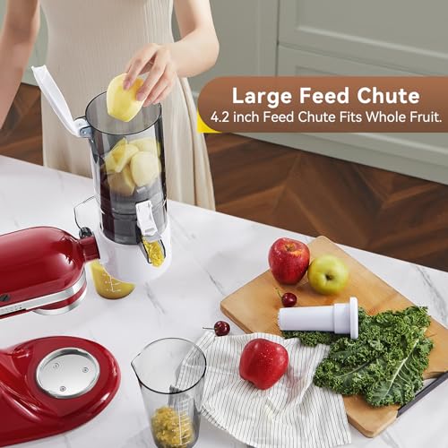 KITCHTREE Slow Juicer Attachment for KitchenAid Stand Mixers - White & Grey