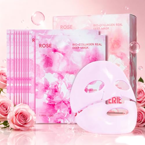 Rose Collagen Face Masks 10 Pack Hydrating & Anti-Aging Skincare