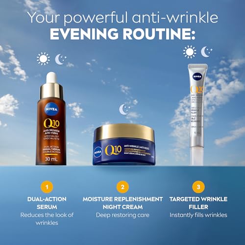 NIVEA Q10 Night Cream with Coenzyme Q10 & Organic Argan Oil - Deep Hydrating Facial Moisturizer, 50ml