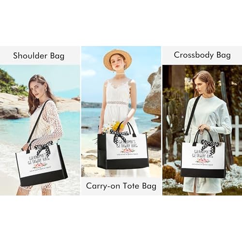 Best Grandma Gifts, Christmas Gifts for Grandma from Granddaughter Grandchildren Grandkids, Nana Birthday Gift Grandmother Canvas Tote Bag Makeup Bag Set for Gigi Unique Grandmother New Granny Gift