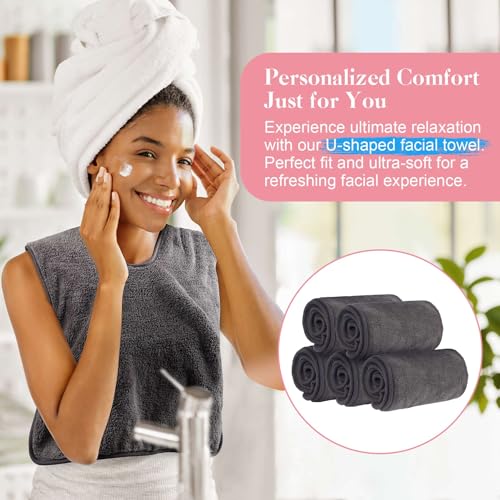 Spa Facial Towels Microfiber 15x23.5 Inch U-Shape Split Design - Soft & Absorbent