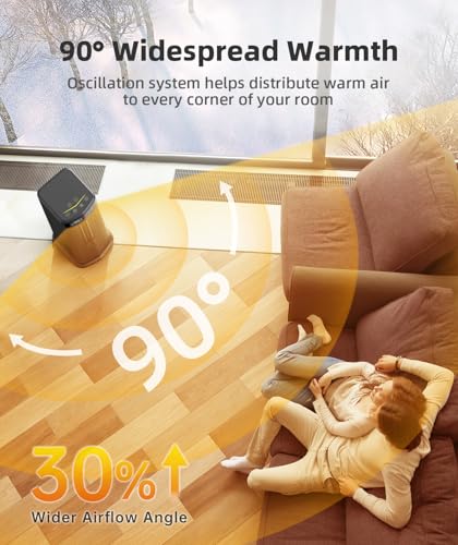 BREEZOME Black Space Heater 1500W PTC Ceramic Electric Heater with Remote