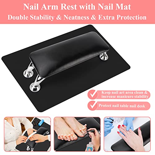 Black Nail Arm Rest for Acrylic Nails with Mat & Cushion - Nail Tech Hand Support