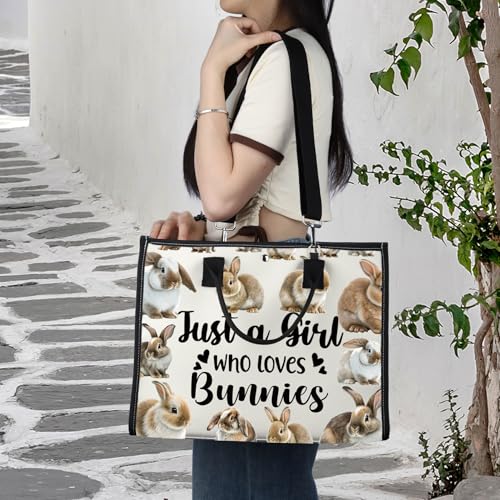LEVLO Funny Bunny Cosmetic Bag Animal Lover Gift Just A Girl Who Loves Bunnies Makeup Zipper Pouch Bag Bunny Lover Gift For Women Girls (Loves Bunnies LT)