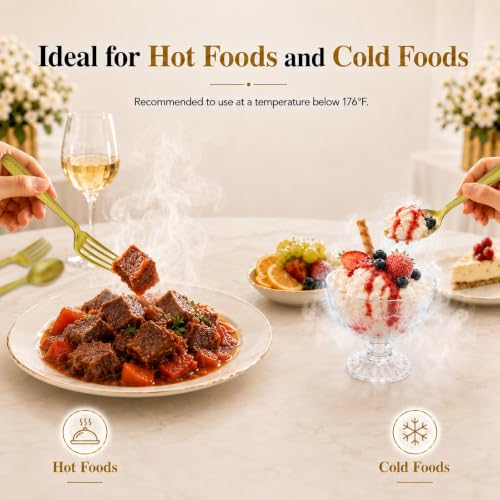 Heavy Duty Gold Plastic Forks 1200 Count - Disposable Flatware for Events