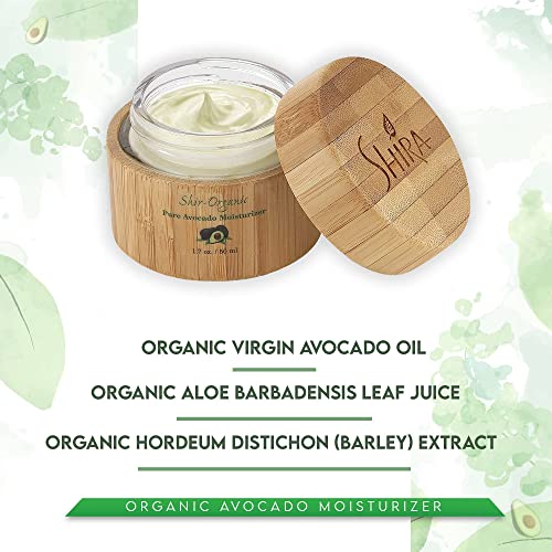 Shira Shir Organic Avocado Moisturizer, 24-Hour Hydrating Face Cream Infused with Vitamins A, B, D, and E for Nourished Skin, Pure Face Moisturizer Cream(50ml)