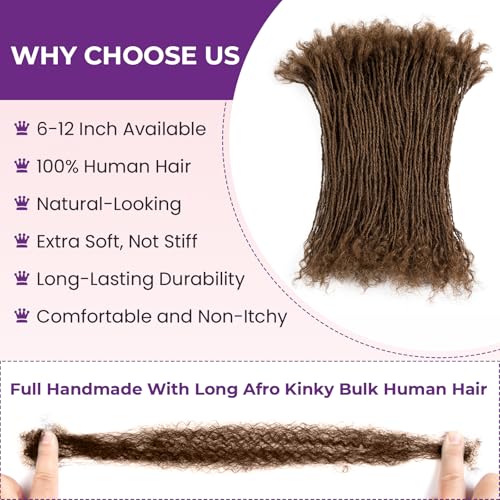 Human Hair Sisterlocks Micro Locs Extensions 8 Inch-30 Strands - #4, Soft & Natural