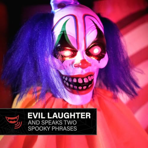 5.5-Ft. Jump Scared Clown Halloween Animatronic - 65 Inch Version