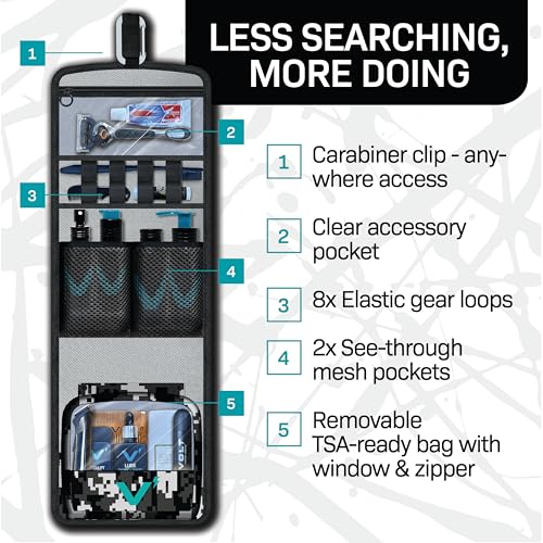 VOLT Grooming GoPack Black Travel Toiletry Bag with Hanging Organizer & Removable TSA Bag