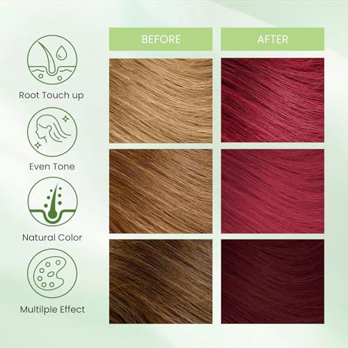 Dark Wine Red Hair Dye Shampoo - Burgundy Hair Color for Women & Men - 3-in-1 Nourishing Formula with Natural Ingredients