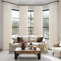 LuxuNap Birch 40W x 100L Linen Pleated Floor-to-Ceiling Curtains Set - 4 Panels