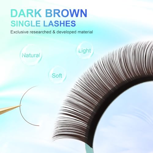 NAGARAKU Dark Brown Color Individual Eyelash Extensions Classic Lashes Faux Mink Soft False Eye Lashes Supplies 20 Rows(0.07mm C curl 10mm)