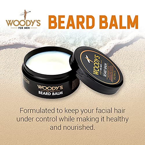 Woody's 2-in-1 Beard Balm for Men ? Beard Softener for Men and Style Wax, Conditioner & Moisturizer Natural Beeswax, 2 oz