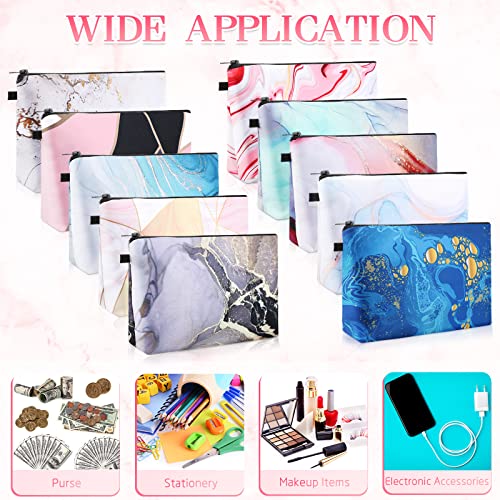 Sanwuta Marble Style Waterproof Makeup Bags Set of 12 Large Cosmetic Pouches