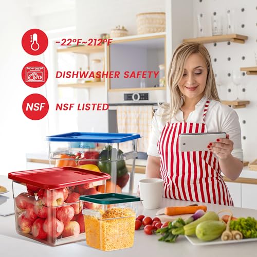 6 Qt Square Food Storage Containers with Lids - Clear, Space-Saving Set (4 Pack, Variation: 6.0 Quarts Square)