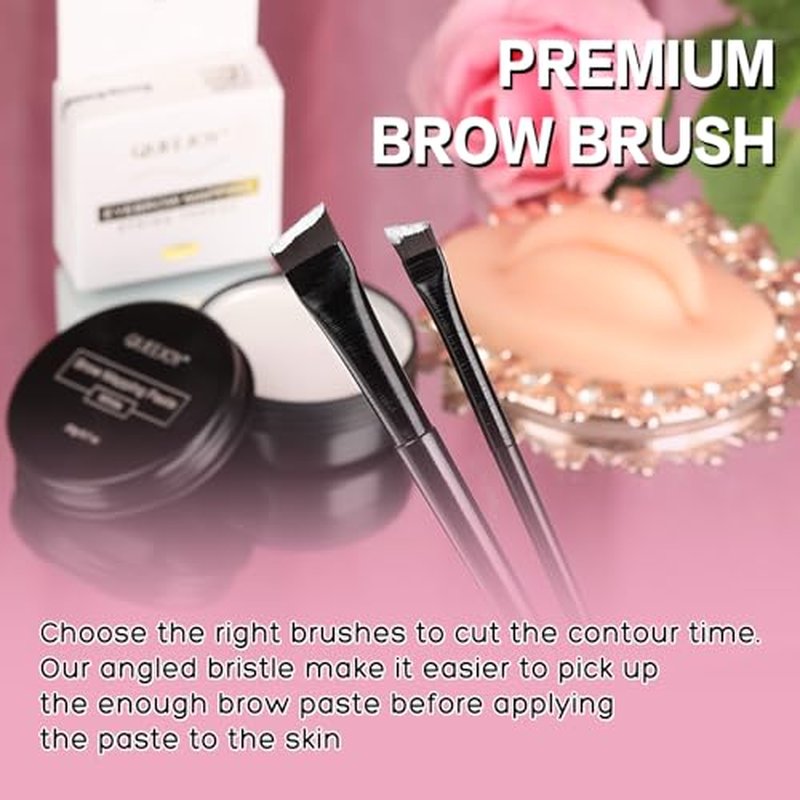 Eyebrow Mapping Kit with White Brow Mapping String, White Mapping Brow Paste, 2 Eyebrow Brush and 5D Soft Silicon Practice Silicone Lips Skin, Create Flawless Eyebrow Shape and Lip Mapping Practice