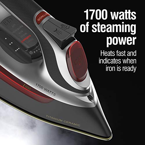 CHI Steam Iron for Clothes 1700W with Electronic Temp Control & XL 10" Cord