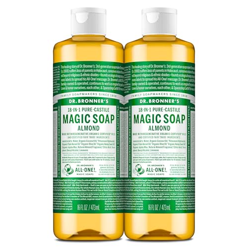 Dr. Bronner's Almond Castile Liquid Soap 16 oz Pack of 2 | Organic Body Wash