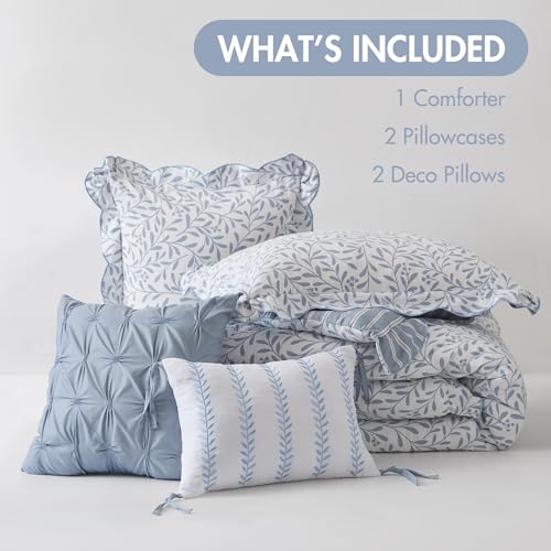 Madison Park Blue Floral Reversible King Comforter Set 5PC Bedding