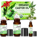 3-in-1 Castor Oil Roll on for Eye,Face,Body Skin,Certified Organic Cold Pressed Castor Oil Roller ball unrefined Glass Bottle,Precise & Mess-Free Application & Travel Friendly