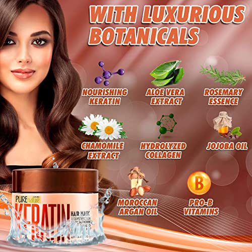 Keratin Shampoo and Conditioner Set with Hair Mask for Shine & Nourishment