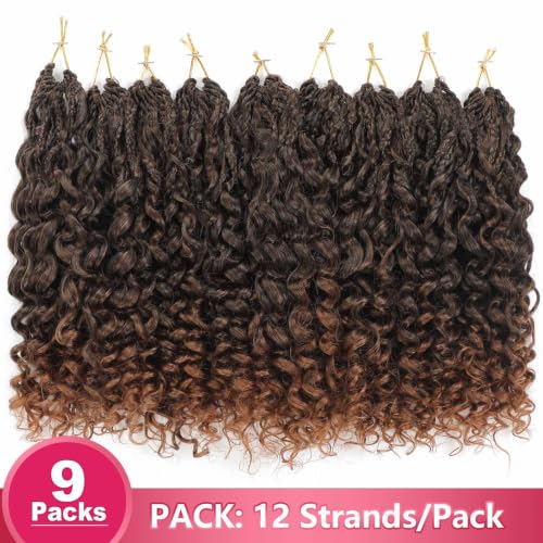 Pre Looped GoGo Curl Crochet Hair 12 Inch - 9 Packs Blonde & Black
