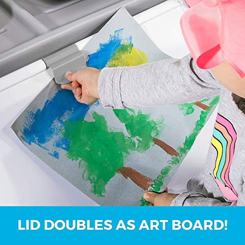 Kids 2-in-1 Toy Storage Chest & Art Easel - Gray